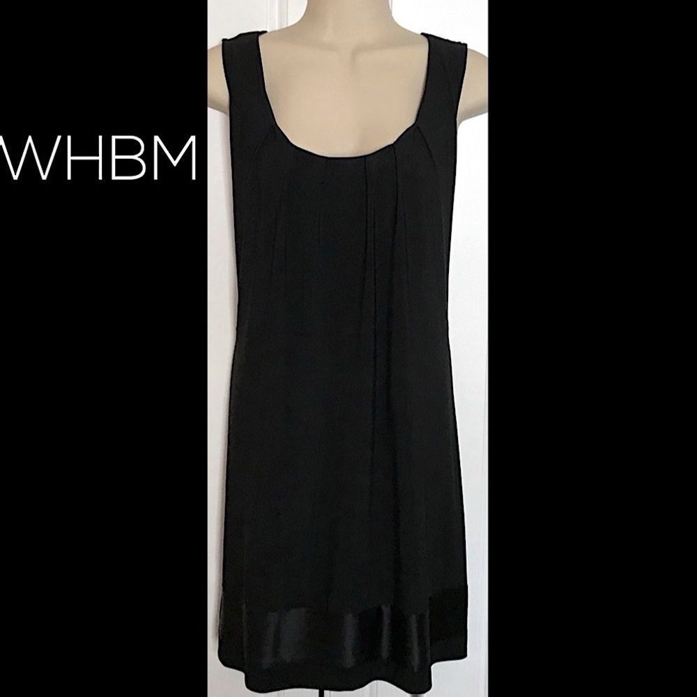 WHBM Black Shift Dress With Silk Trim Size M